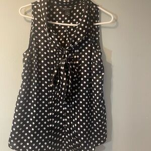 White House Black Market Black and White Polka Dot Blouse sleeveless